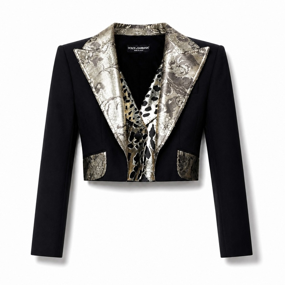 Dolce & Gabbana Cropped Jacquard Blazer, NWT